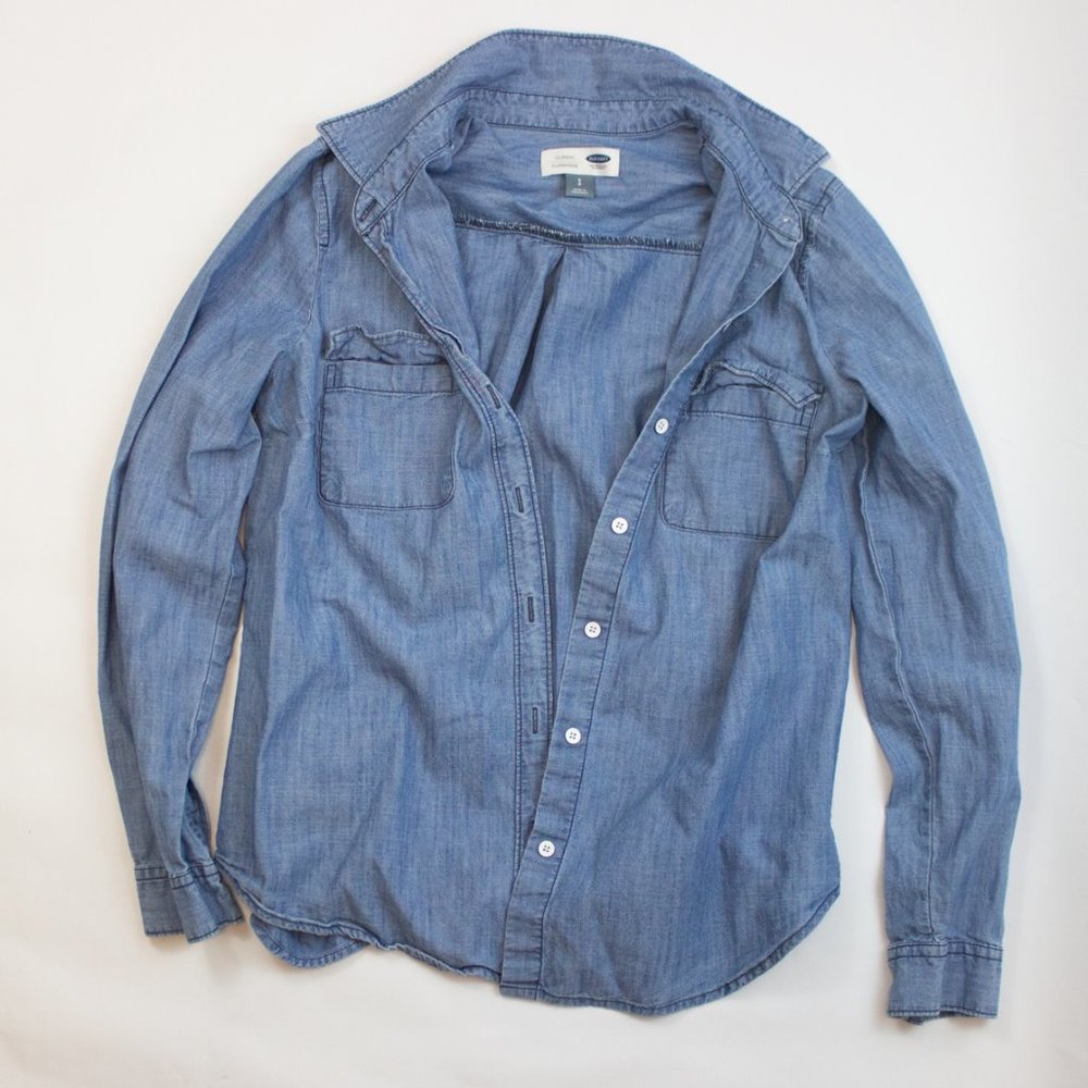 Denim Fabric Button Up Top